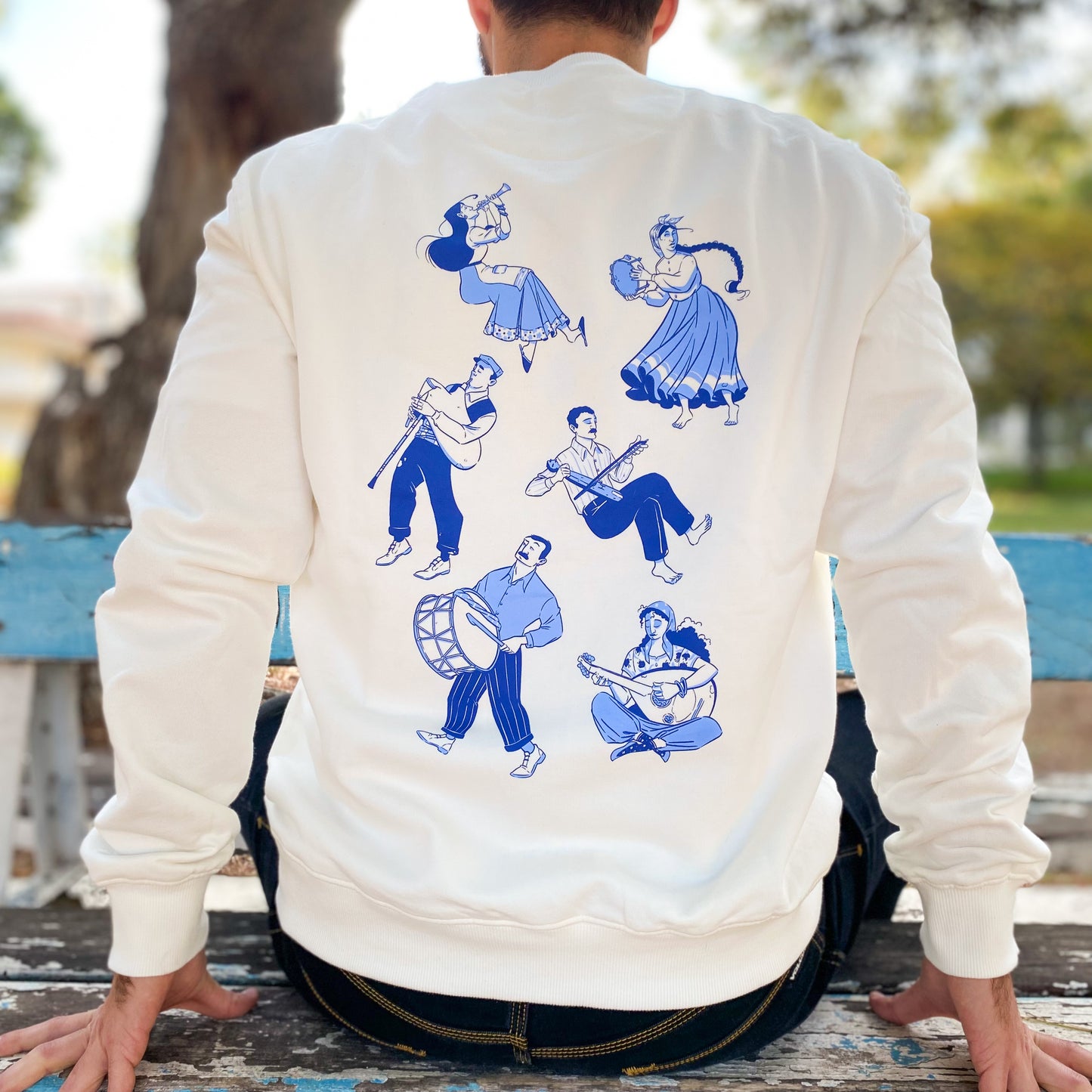 The blue musicians - Silk Printed sweatshirt