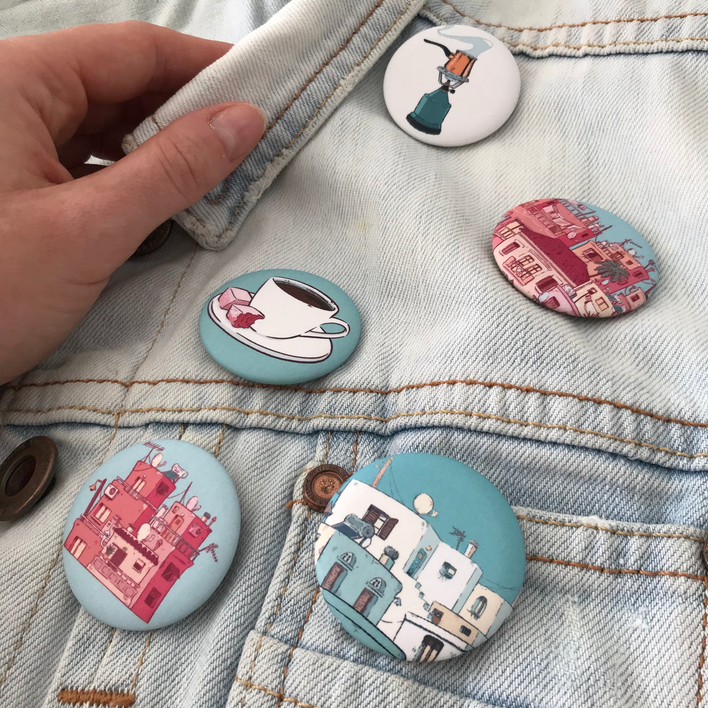 Cycladic village ! - Button Pins