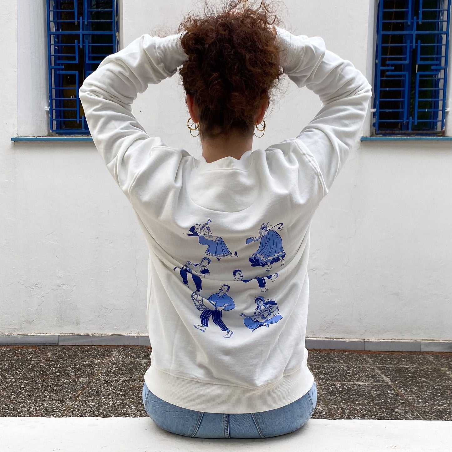 The blue musicians - Silk Printed sweatshirt